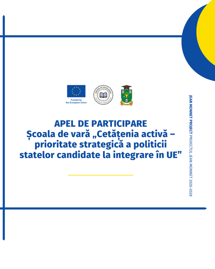 APEL DE PARTICIPARE: Școala de vară „Cetățenia activă – prioritate strategică a politicii statelor candidate la integrare în UE”